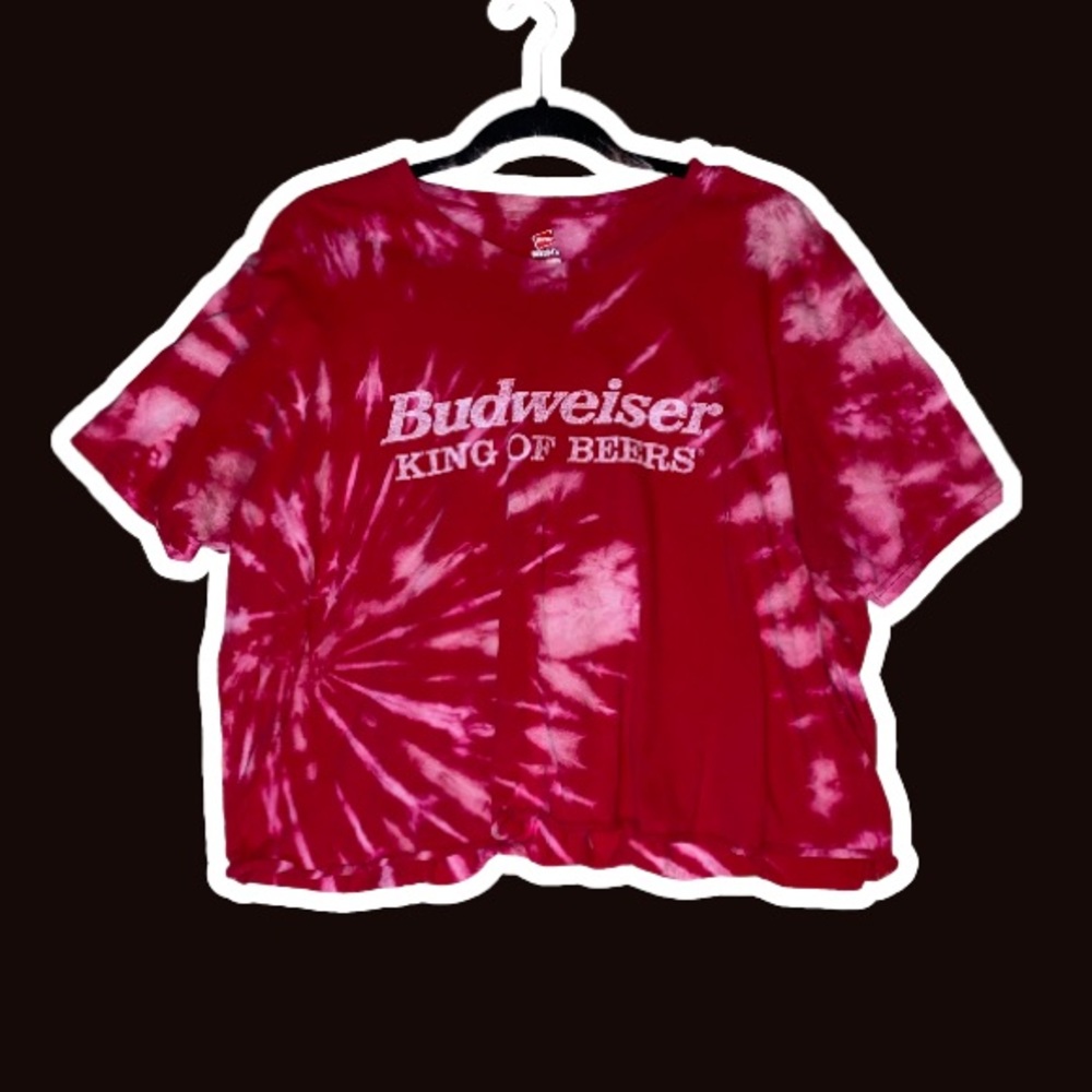 Cropped Budweiser Beer Tee Oversized Shirt Custom Tie Dye
